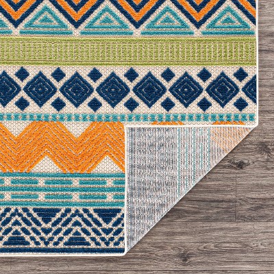 Marbella Multi-Color Bohemian Geometric 5' x 7' Indoor/Outdoor Rug