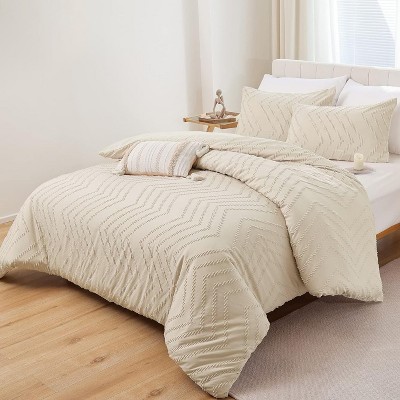 BAGOKIE 2/3PCS Comforter Set Vertical Tufted Bedding Set with Comforter & Pillowcase