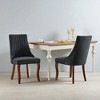Set of 2 Upholstered Dining Chairs with High Backrest, Rayon Cloth Flocking Linen, Foam Cushion, and Curved Solid Wood Legs for Dining Room - 3 of 4