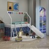 Racxily Metal Junior House Twin Loft Bed with Slide and Curtain Set - 2 of 4