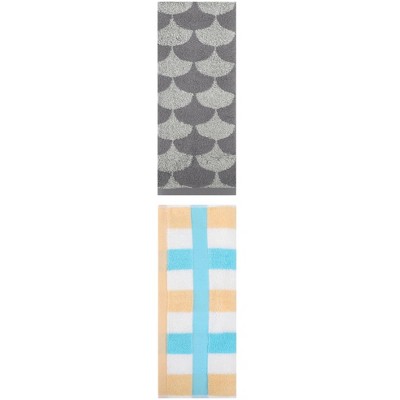 REGALWOVEN Geometric Cotton Soft Absorbent Decorative Hand Towel Set for Bathroom 13" x 29" 2 Pcs