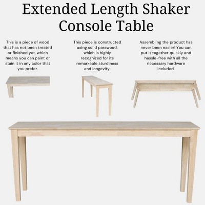 Elegant Shaker Solid Wood Console Table with Butcher Block Surface, 72"