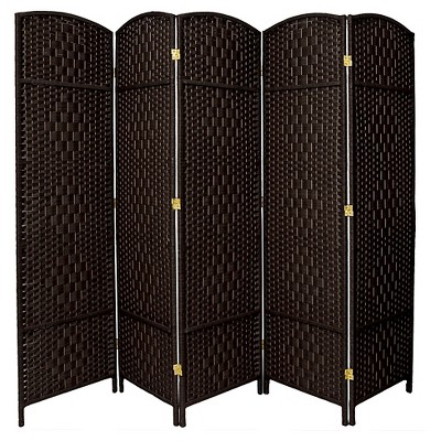 6 ft. Tall Diamond Weave Fiber Room Divider - Black (5 Panels)