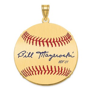 Black Bow Jewelry 14K Gold Plated Bill Mazeroski Signature LG Enamel Baseball Pendant - 1 of 4