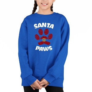 LA Pop Art Santa Paws - Girl's Word Art Crewneck Sweatshirt - 1 of 4