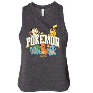 Women's Pokémon Pokémon Athletic Graphic Racerback Tank - Heather Charcoal - Small - 1 of 3