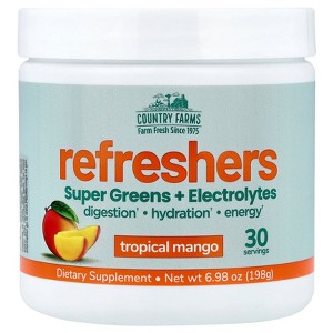 Country Farms Refreshers, Super Greens + Electrolytes, Tropical Mango, 6.98 oz (198 g) - 1 of 4