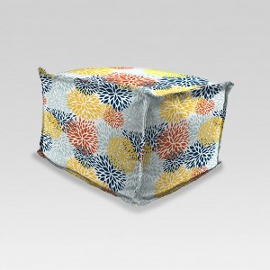 Outdoor Boxed Edge with Flange Pouf/Ottoman - Blue/Yellow Burst - Jordan Manufacturing