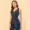 Allegra K Women's Sleeveless V Neck Tie Waist Asymmetric Hem Wrap Peplump Tops - 2 of 4