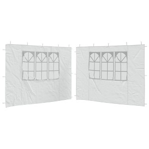 vidaXL White Party Tent Sidewall Set - UV and Water Resistant PE Panels with Decorative Windows – Perfect for Outdoor Use - Easy Installation - 1 of 4