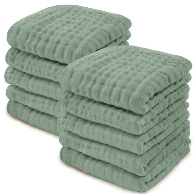 Baby Washcloths Muslin Cotton, Large 10”x10” by Comfy Cubs