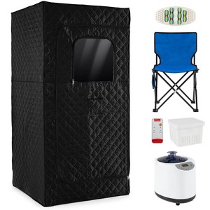 Costway Portable Steam Sauna Box, Extra-Large 35” x 35” x 71” Tent,Personal Home Spa Blue/Black - 1 of 2