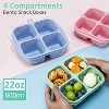 BRINJOY 4-Piece Lunch Box Set - 4 Compartment Wheat Straw Reusable Snack Containers for Kids and Adults, Microwave and Dishwasher Safe - 2 of 4