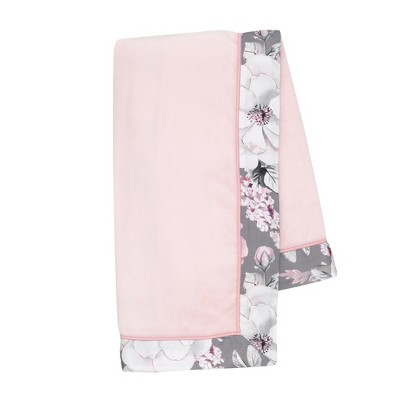 Lambs & Ivy Signature Botanical Baby Pink Watercolor Floral Fleece Baby Blanket