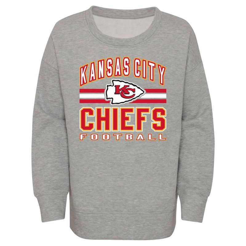 NFL Kansas City Chiefs Girls&#39; Long Sleeve Crew Neck Fleece Sweatshirt, 2 of 4