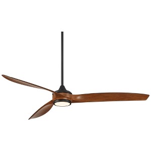 60" Casa Vieja Modern 3 Blade Indoor Ceiling Fan with Dimmable LED Light Remote Control Matte Black Koa for Living Kitchen House Bedroom Family Dining - 1 of 4