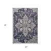 Ivory Gray And Blue Floral Medallion Area Rug - 3 of 4