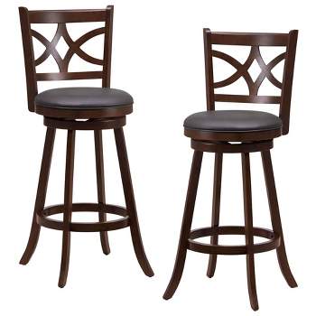 Costway 2PCS 24/30-inch Bar Stools 360° Swivel Bar Chairs with PVC leather Cushioned Seat