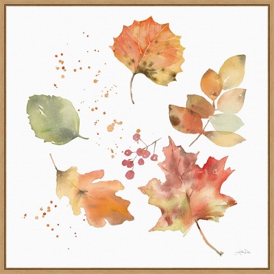 22" x 22" Falling Leaves I by Katrina Pete Framed Wall Canvas - Amanti Art