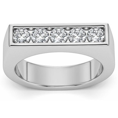Pompeii3 1Ct Diamond 5-Stone Men's Ring in 10k White, Yellow, or Rose Gold