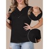 INSPIRE CHIC Women's Summer Short Sleeve Casual V Neck Pleated Button Tunic Tops - 2 of 4