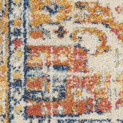 Ivory and Yellow Floral Viscose Rectangular Area Rug
