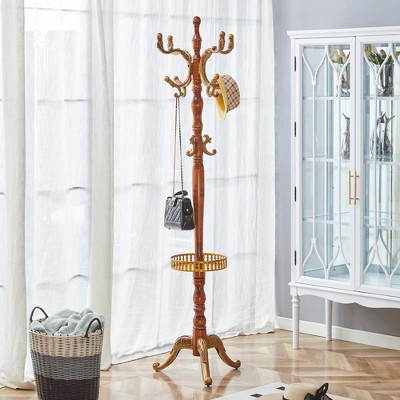KTMBDW Coat Rack Freestanding Wood Coat Tree Rack with 8 Hooks, Creative Design Tree Branch-look, Standing Clothes Hanger Stand for Bedroom