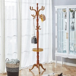 KTMBDW Coat Rack Freestanding Wood Coat Tree Rack with 8 Hooks, Creative Design Tree Branch-look, Standing Clothes Hanger Stand for Bedroom - 1 of 4