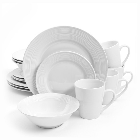 Gibson Elite Embossed Bone China 16-Piece Double Bowl Dinnerware Set 