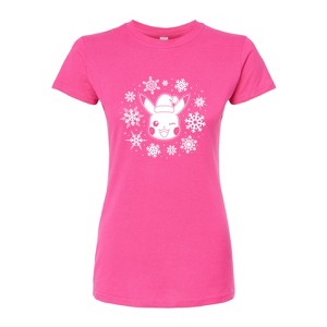 Women's - Pokémon - Pikachu Snowflakes Fitted Graphic T-Shirt - 1 of 3