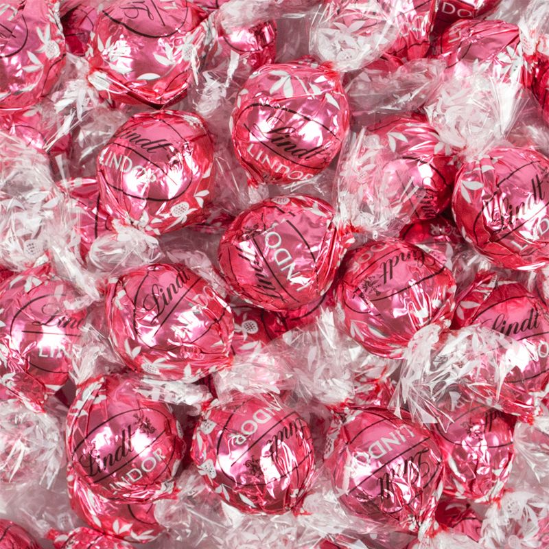 36 Pcs Pink Candy Strawberries & Cream Lindor Chocolate Truffles by Lindt (1 lb), 1 of 3