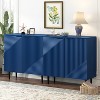 Vynxaria Set of 2 Black /Navy Blue Modern Minimalist Decorative Storage Cabinets with Geometric Doors - 3 of 4