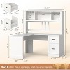 Zevemomo 60" L Shaped Desk with Hutch and Drawers, Corner Computer Desk with Open Storage Shelves,for Home Office or Bedroom, Modern white - 4 of 4