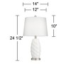 360 Lighting LED Modern Coastal Accent Table Lamps 24 1/2" High Set of 2 Scalloped White Ceramic Drum Shade for Bedroom Living Room Bedside Nightstand - 4 of 4