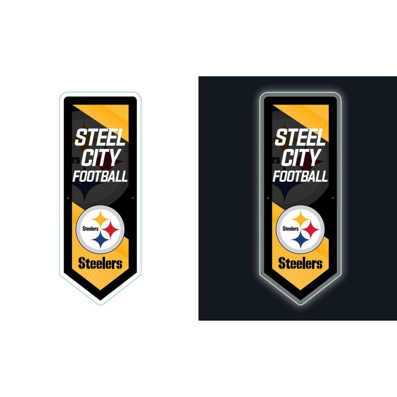 Evergreen Ultra-Thin Glazelight LED Wall Decor, Pennant, Pittsburgh Steelers- 9 x 23 Inches Made In USA, 1 of 7