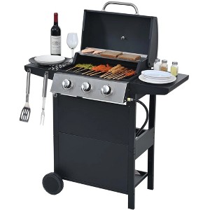 ELJGET 3/4 Burner Grill Propane Gas Grill, Outdoor Stainless Steel Patio Garden BBQ Grill with Lid, Wheels, RV Camping Barbecue - 1 of 4