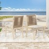 Coolbibila ModernWood Acacia Dining Chair,Beige Fabric Upholstered Dining Room Chair,Woven Rope Back Patio Outdoor Dining Chair - 3 of 4