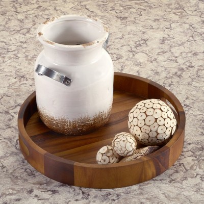13" Round Acacia Wood Serving and Charcuterie Tray