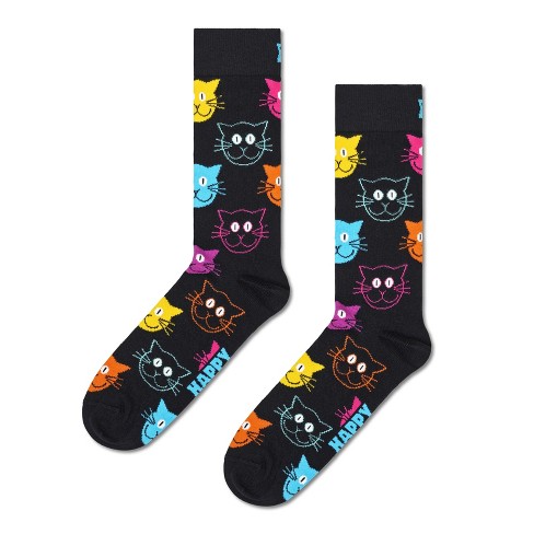 Happy Socks Adult Men and Women Crew Cat Animals Pets Socks in sustainable materials - Pair of socks in Color Black - image 1 of 4