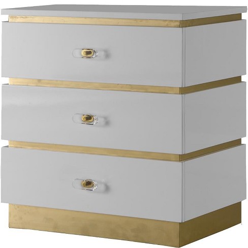 Meridian Furniture Esme Accent Table in White Lacquer/Gold - image 1 of 4