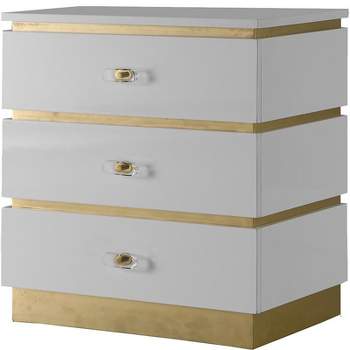 Meridian Furniture Esme Accent Table in White Lacquer/Gold