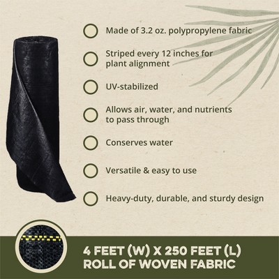 DeWitt 4' x 250' Black Polypropylene Landscape Weed Barrier Fabric