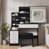 Vanity Desk with Sliding Mirror and Lights, Makeup Vanity Set with 4 Drawers, Stool - 4 of 4