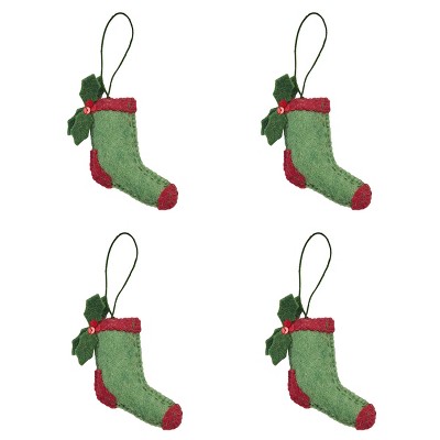 Park Designs Green Socks Felt Ornament Set of 4