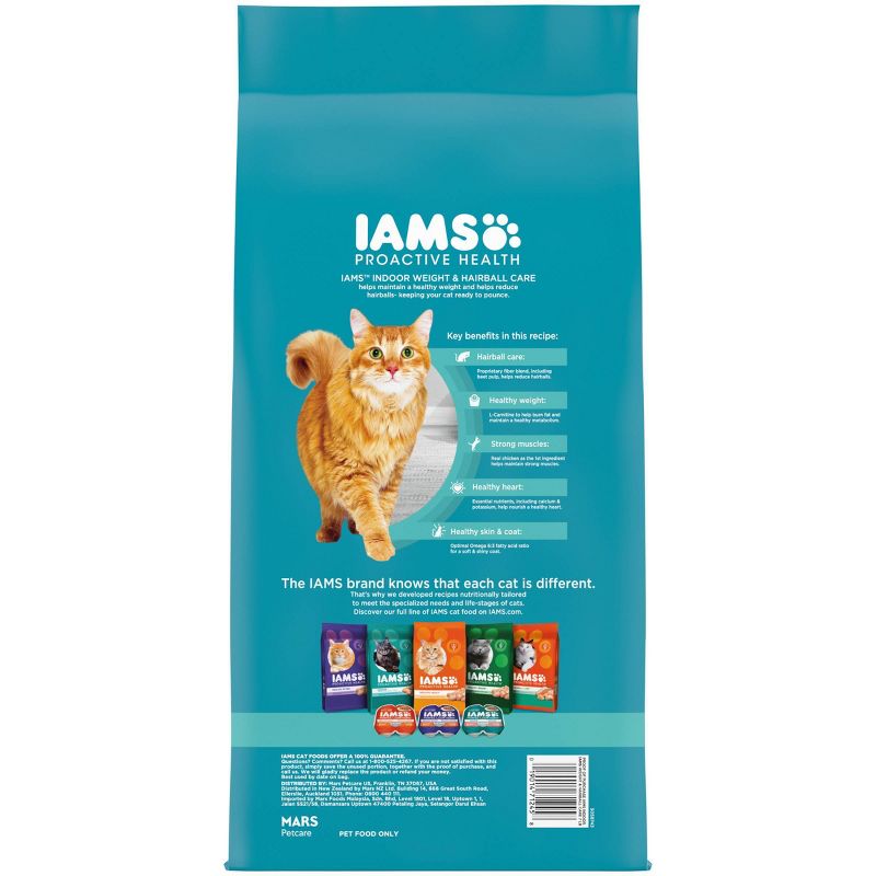IAMS Proactive Health Indoor Weight Control &#38; Hairball Care with Chicken &#38; Turkey Adult Premium Dry Cat Food - 7lbs, 3 of 12