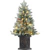 2pcs 3ft Pre-Lit Artificial Christmas Tree,8 Modes LED Lights,Snow Flocked Xmas Frost Trees Decor for Home,Office,Small Spaces,Vintage Potted Base - 2 of 4