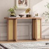 Okak 47.8IN Farmhouse Entryway Table with Rattan Decoration, Narrow Console Table with Thick Top, Accent Table for Living Room, Hallway, Natural - 3 of 4