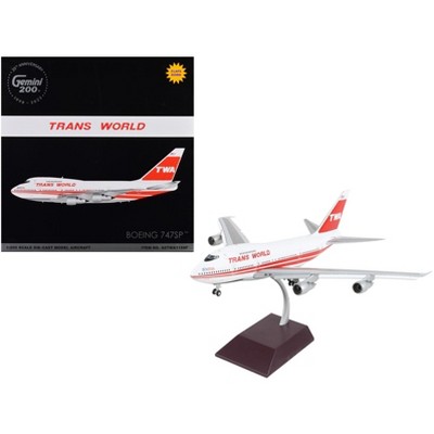 Boeing 747SP Commercial Aircraft with Flaps Down "TWA" White with Red Stripes & Tail 1/200 Diecast Model Airplane by GeminiJets