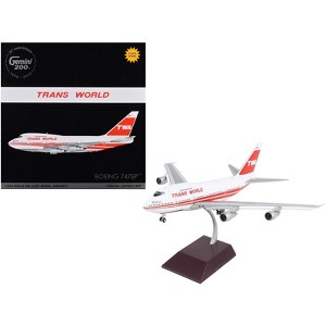 Boeing 747SP Commercial Aircraft with Flaps Down "TWA" White with Red Stripes & Tail 1/200 Diecast Model Airplane by GeminiJets - 1 of 3