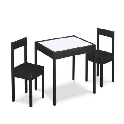 3-Piece Dry Erase Kids Table & Two Chair Set, Black